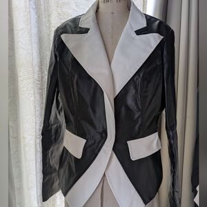 PVC Blazer Black & White Costume Rain Blazer Jacket